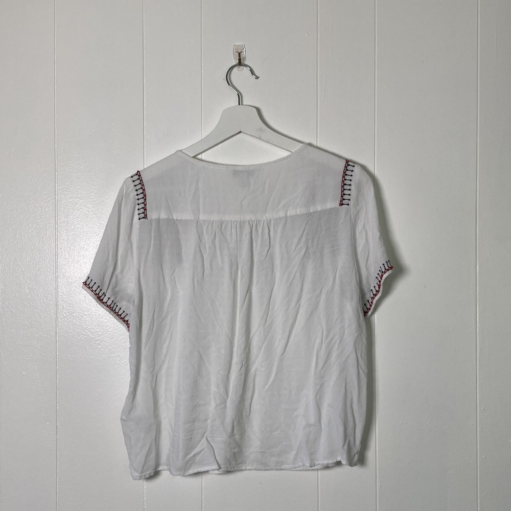 Beaded, Embroidered White Cotton Shirt - Picture 3 of 6